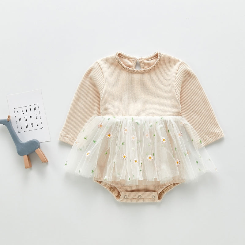 Toddler Girls' Autumn Winter Knit Romper Dress Outfit