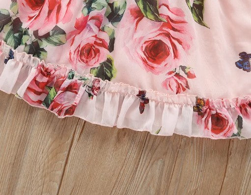 Flower Puff Sleeves Dress For Baby