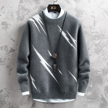Personalized Jacquard Crew Neck Sweater for Men