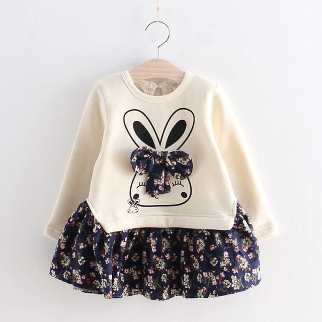 Girls' Autumn Winter Animal Print Party Dress