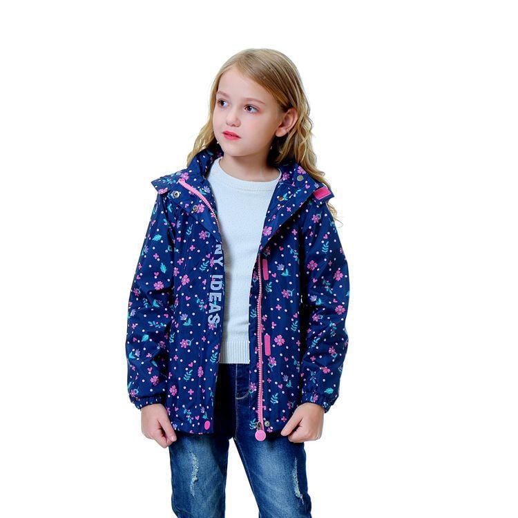 Waterproof Mid-Length Hooded Jacket Girls