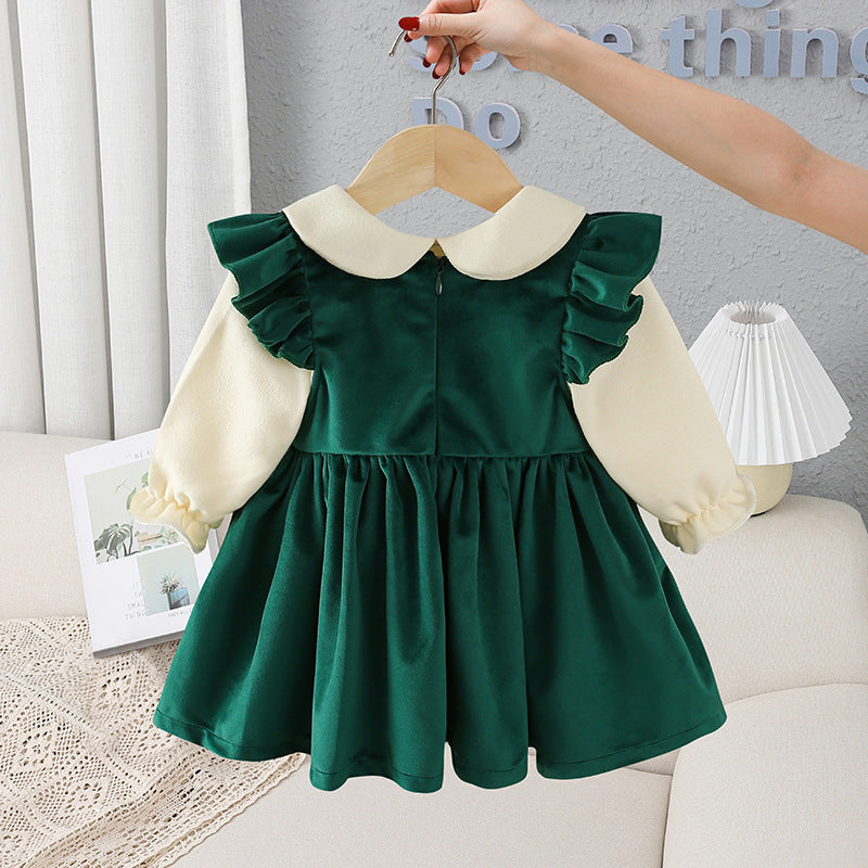 Winter New Girls' Velvet Dress for Kids