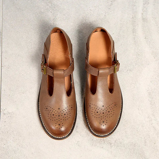 Leather Women's Shoes - Vintage British Style Casual Flats