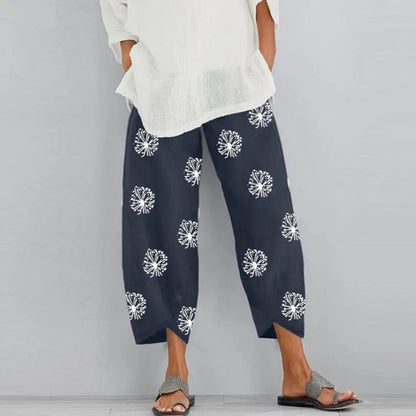 Plus Size Women's Dandelion Print Wide Leg Pants