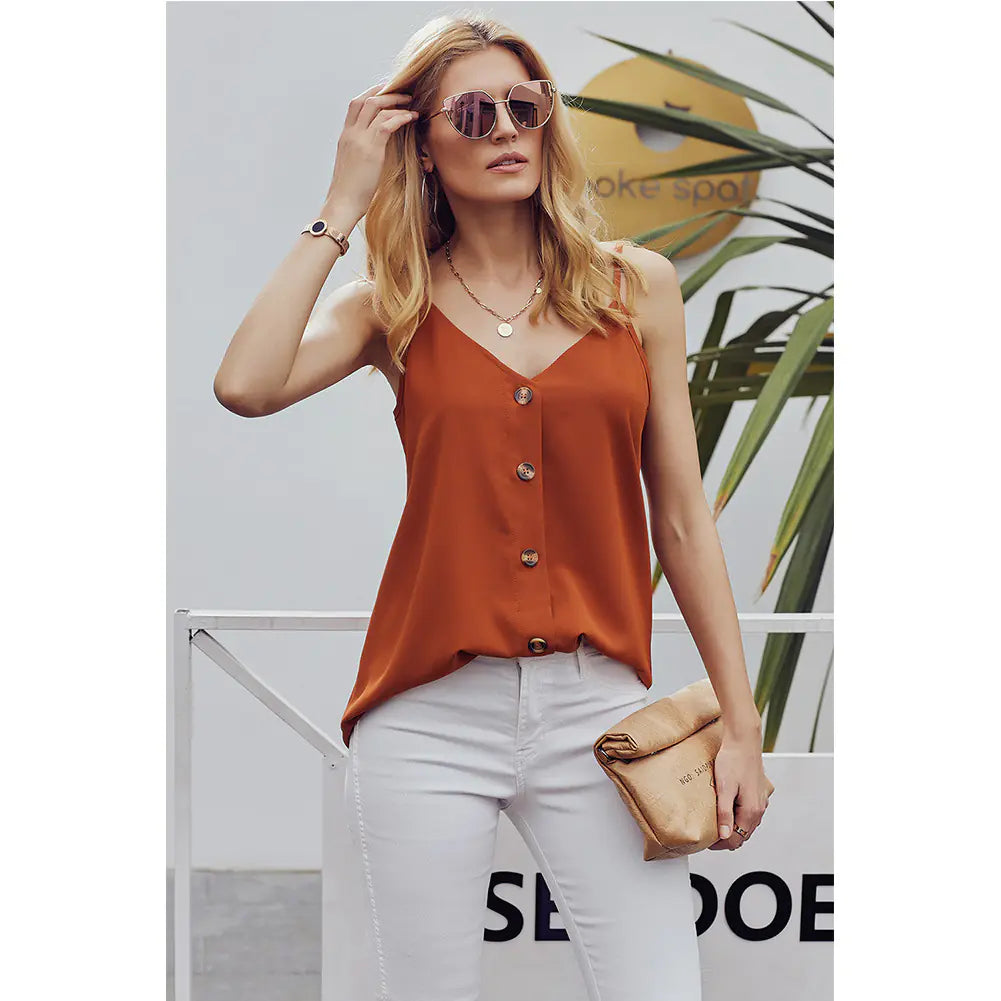 V-Neck Cami Loose T-Shirt for Women