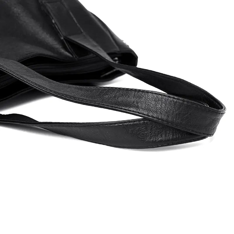 Classic Solid Color Faux Leather Bag Set (Large Capacity)