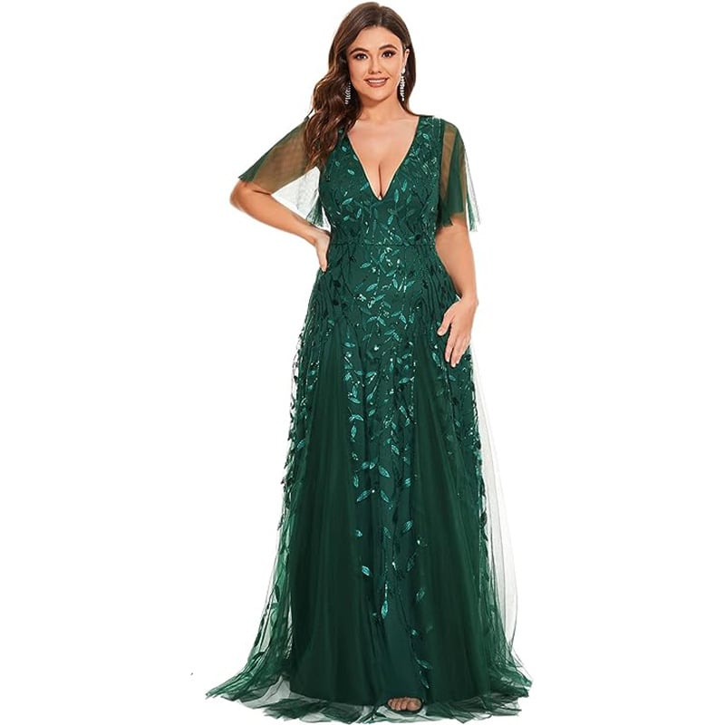 Plus Size Women's Sequined Fishtail Dress
