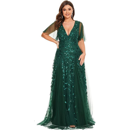 Plus Size Women's Sequined Fishtail Dress