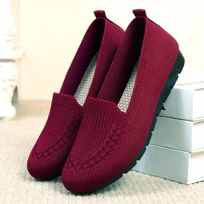 Women's Comfy Solid Color Knit Loafers - Trendy Attic Store01