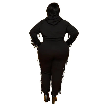 Plus Size Women's Fall Two Piece Set with Hoodie