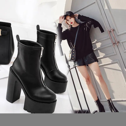 Women's Chunky Heels, Martin Boots, Waterproof Pumps