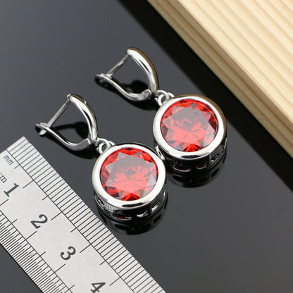 Sterling Silver Fire Red Garnet Gemstone Birthstone Jewelry Sets