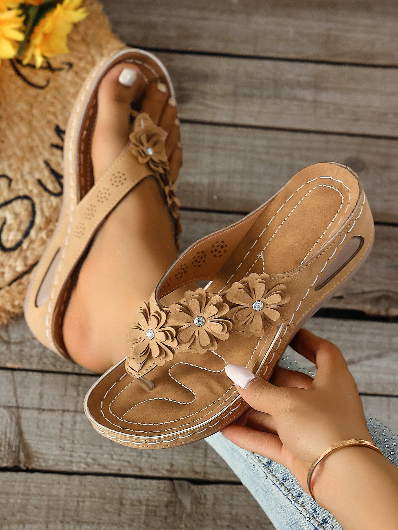 Floral Platform Flip-Flops for Women