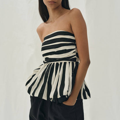 Black & White Striped Bubble Tube Top