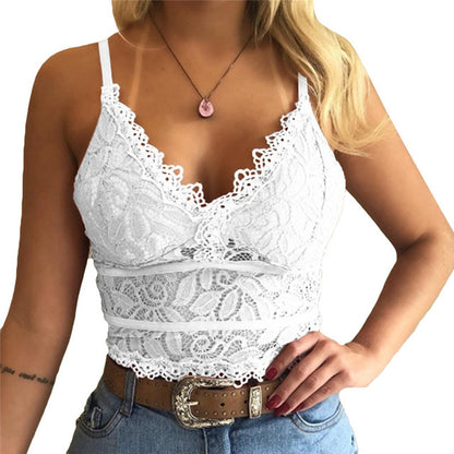 Elegant Women's V-Neck Lace Sleeveless Casual Top