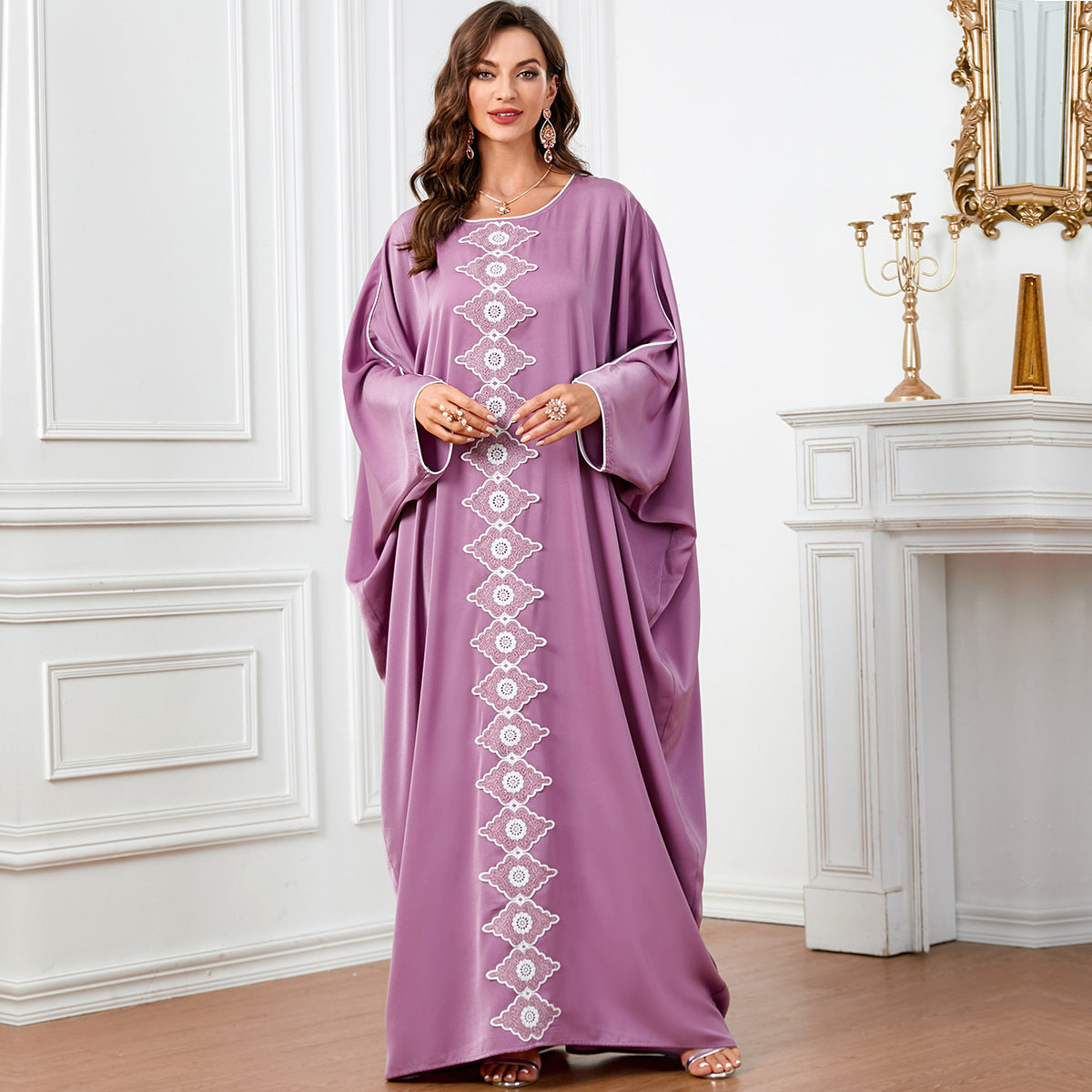 Plus Size Women's Dress with Batwing Sleeves