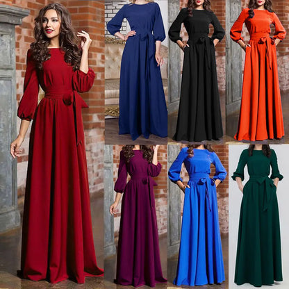Bohemian Long Sleeve Maxi Dress with Lantern Sleeves