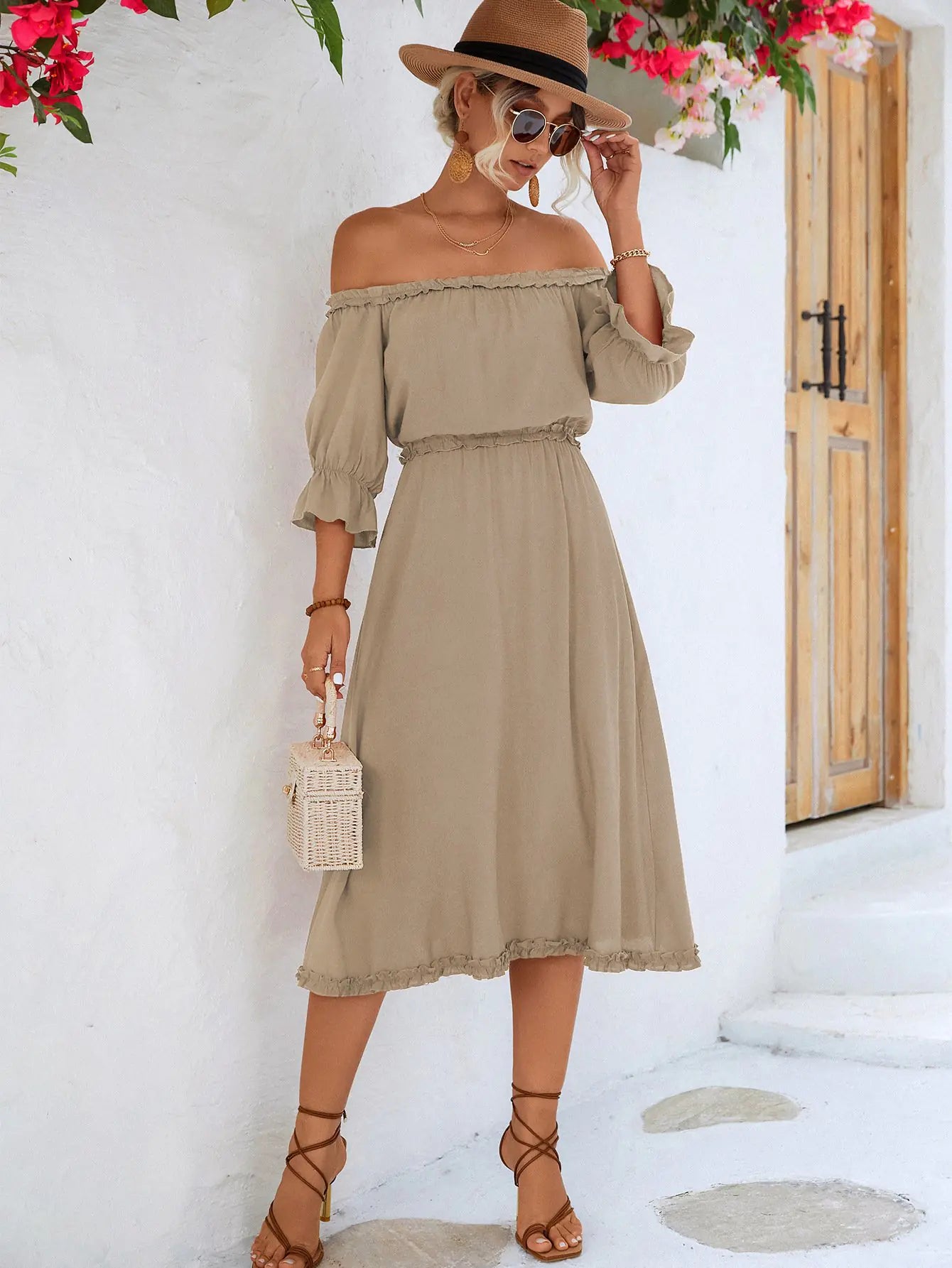 Ruffled Off-Shoulder Casual Dress for Women