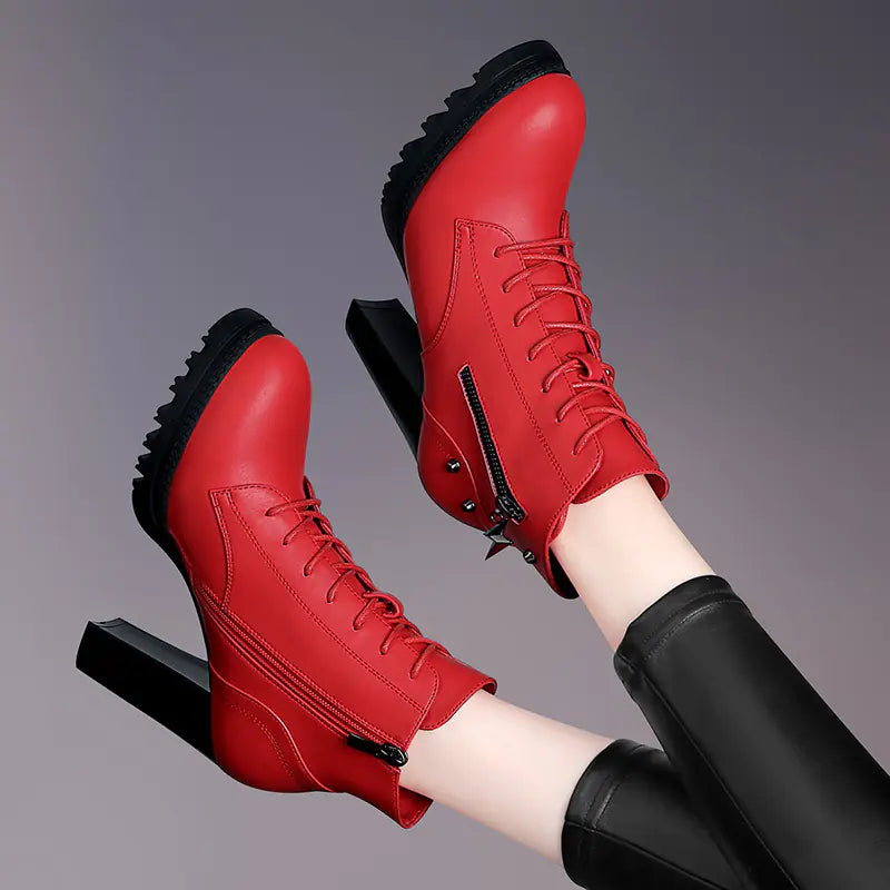 Women's Chunky Heel Waterproof Platform Martin Boots