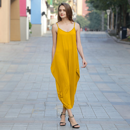 Plus Size Women's Deep V Neck Sexy Jumpsuit