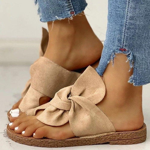 Plus Size Women's Beef Tendon Bowknot Slippers