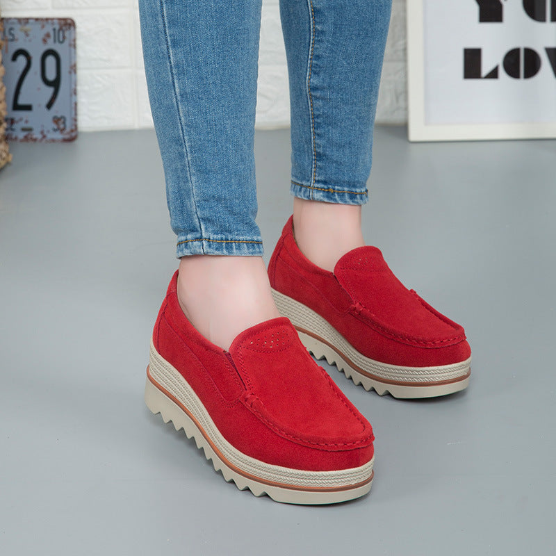 Women's Thick Sole Suede Height Increasing Shoes