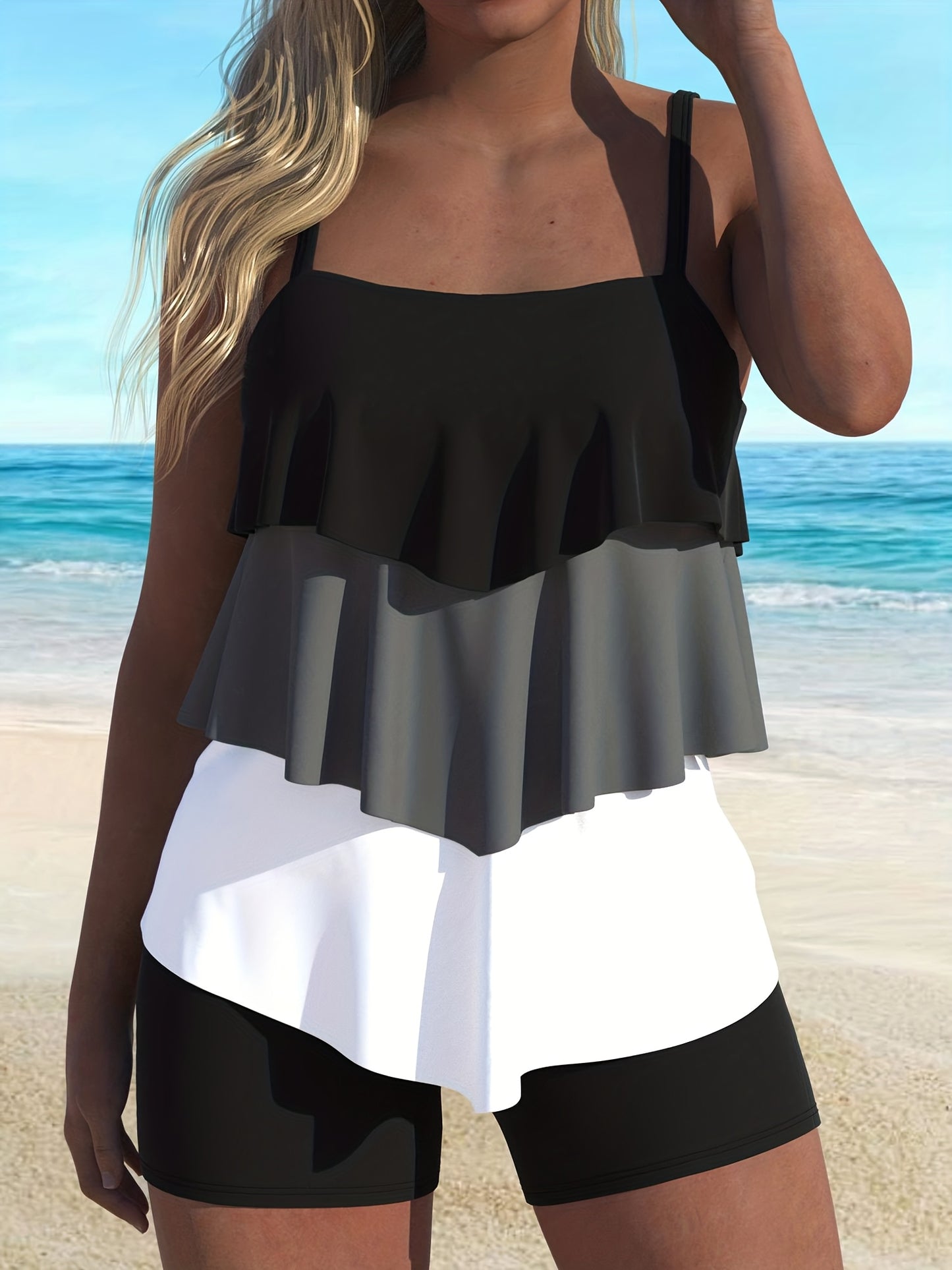 Two-Piece Women's Beachwear Tankini Swimsuit Set