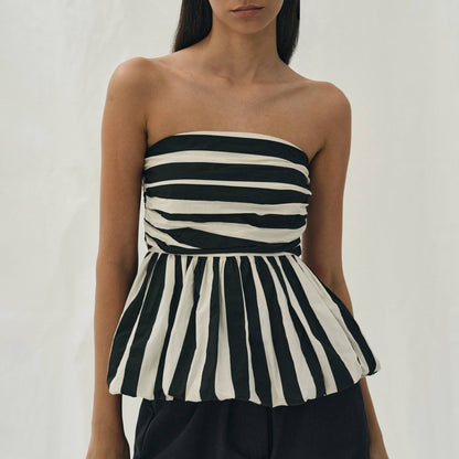 Black & White Striped Bubble Tube Top