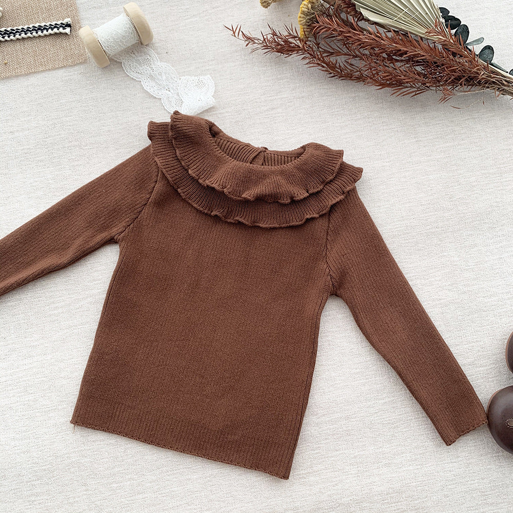 High Elastic Girls' Lotus Leaf Bottoming Sweater