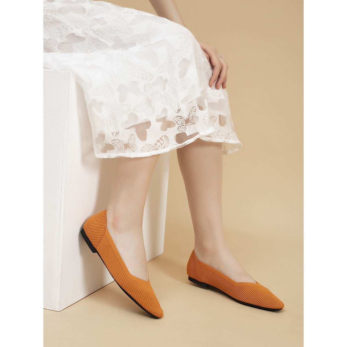 Knitted Flat Shoes with Soft Sole for Women