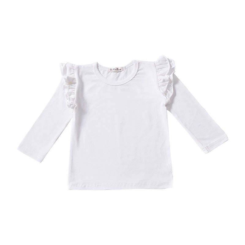 Multicolor Cotton Ruffle Sleeve T-Shirt for Girls