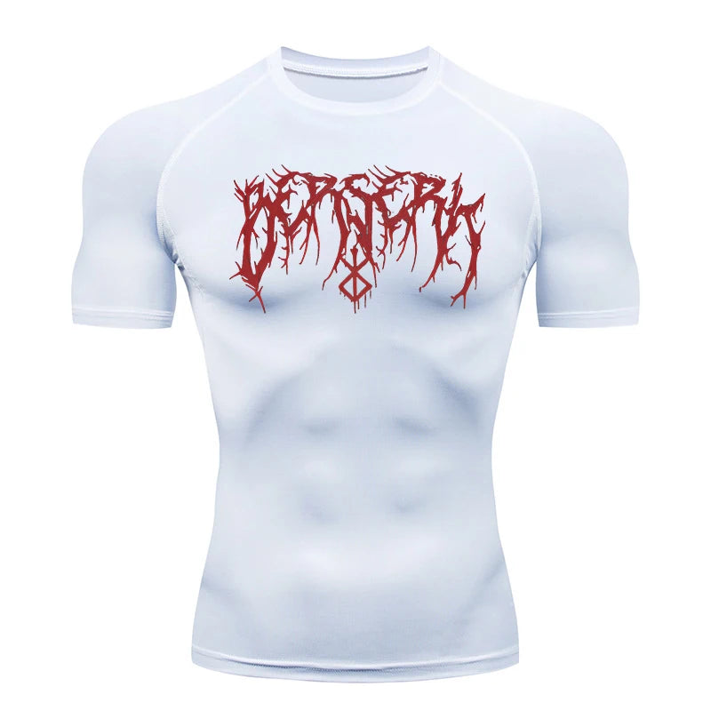 Men Athletic Quick Dry Compression Berserk Print T-shirts Tees