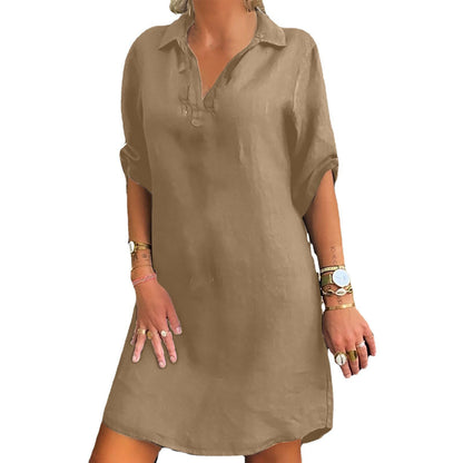 New Nordic Style Cotton Short Sleeve Shirt Dress