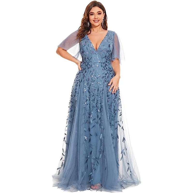 Plus Size Women's Sequined Fishtail Dress