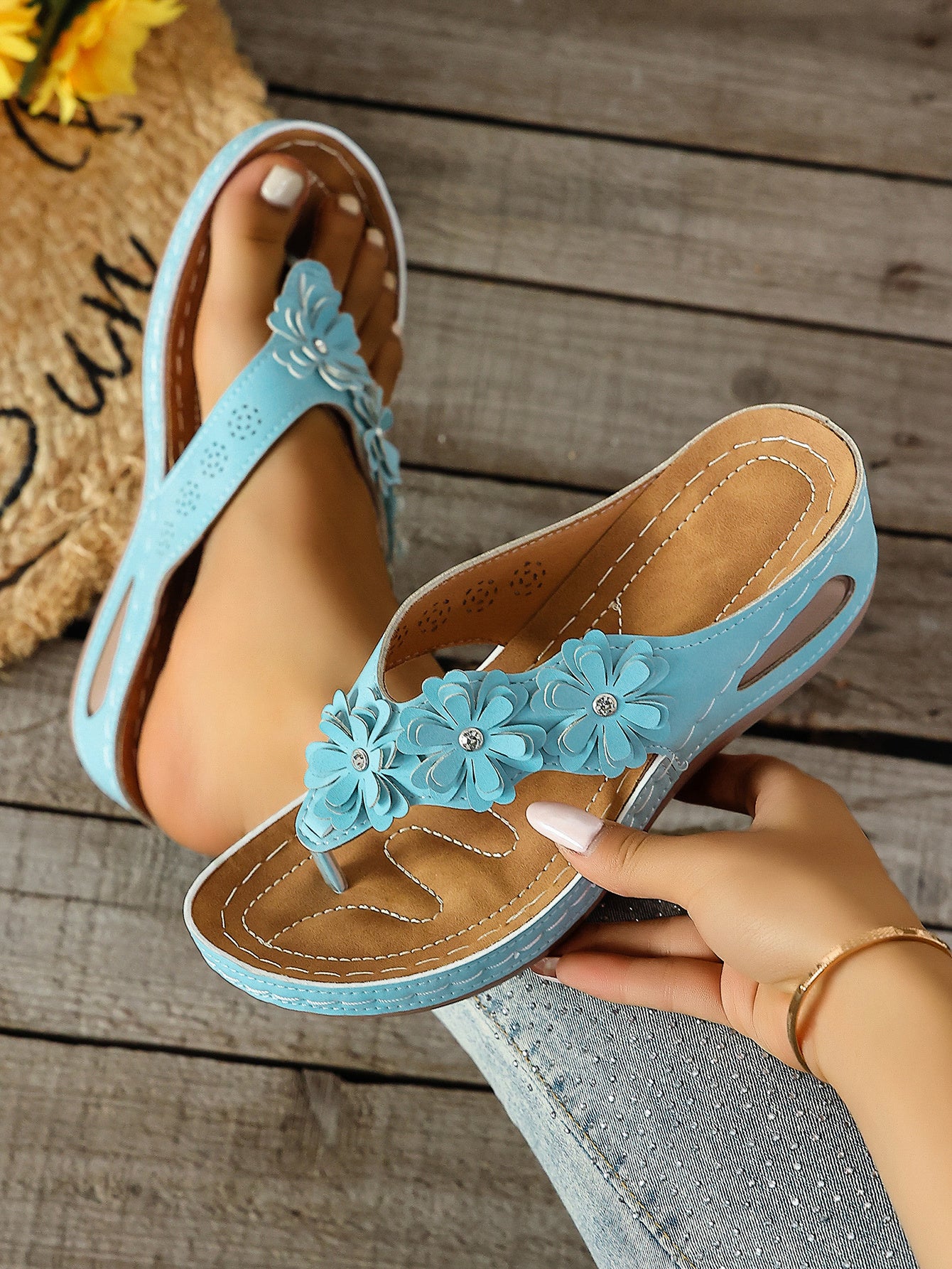 Floral Platform Flip-Flops for Women