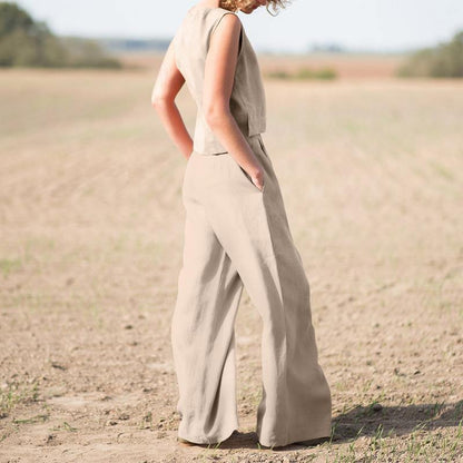 Vintage Cotton-Linen Plus Size Women's Set