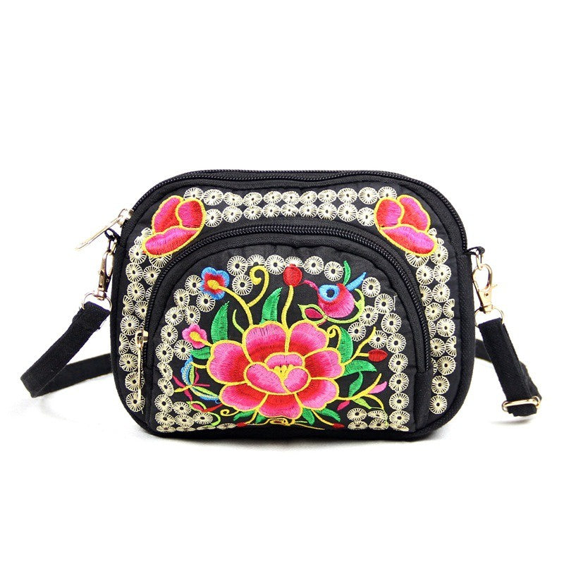Vibrant Floral Embroidered Crossbody Bag for Women