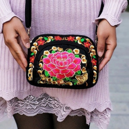 Vibrant Floral Embroidered Crossbody Bag for Women