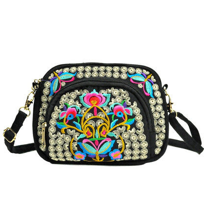 Vibrant Floral Embroidered Crossbody Bag for Women