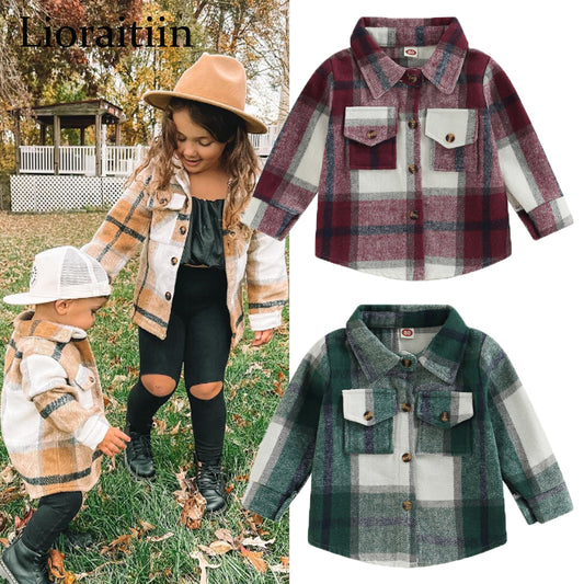Plaid Shirt Jacket for Baby Girls - Long Sleeve Cardigan