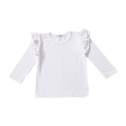 Multicolor Cotton Ruffle Sleeve T-Shirt for Girls