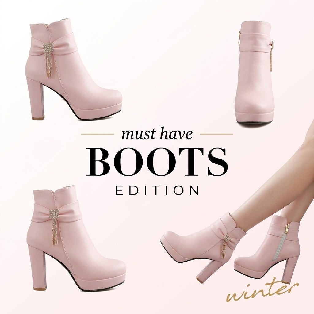 Winter Low-Cut Ice Boots with Heel