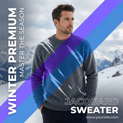 Personalized Jacquard Crew Neck Sweater for Men