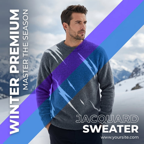 Personalized Jacquard Crew Neck Sweater for Men