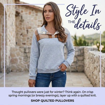Women's Vintage Splice Stand Collar Pullover Sweater