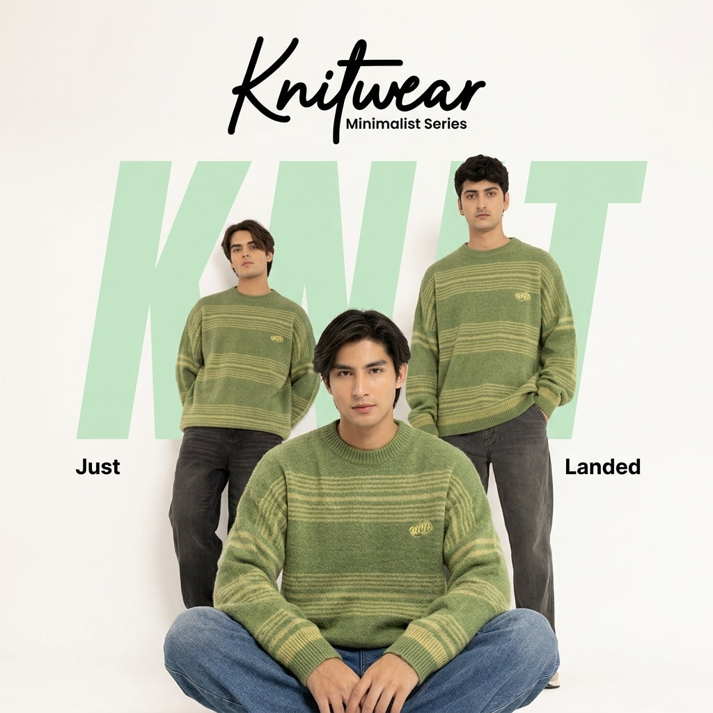 Striped Minimalist Long-Sleeved Knitted Couple Sweater