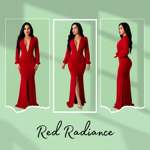 Solid Color V-Neck Sexy Women's Evening Dress