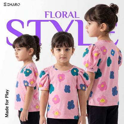Summer Floral T-shirts for Kids - Short Sleeve Cotton