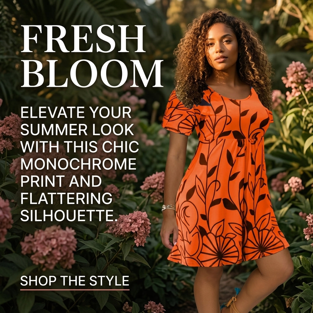 Summer Floral Dress for Women - Short Sleeve & Plus Size