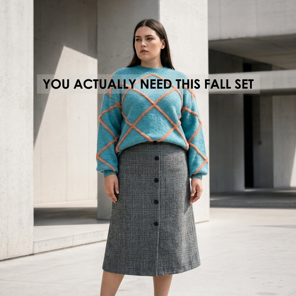 Plus Size Women's Fall/Winter Sweater Two-Piece Set